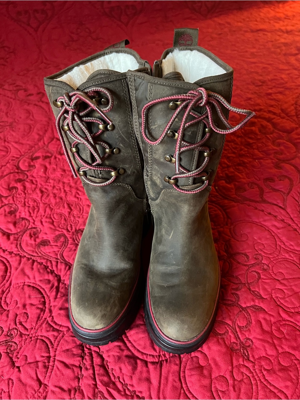 Timberland Malynn EK+ Waterproof Lace Boot Olive Womens 9 Excellent Condition